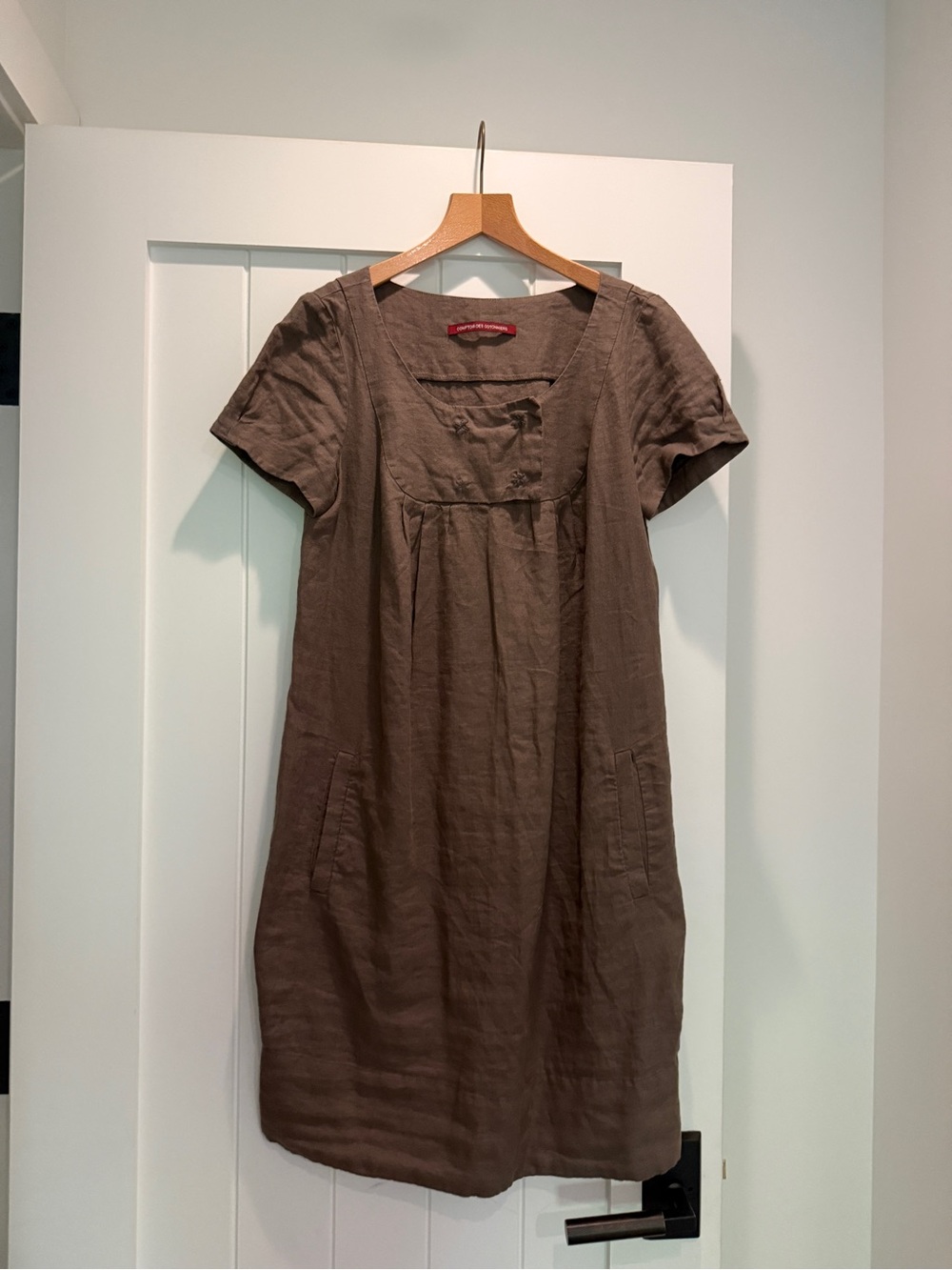 Comptoir des cotonniers Brown Linen Short-Sleeve Tunic Dress